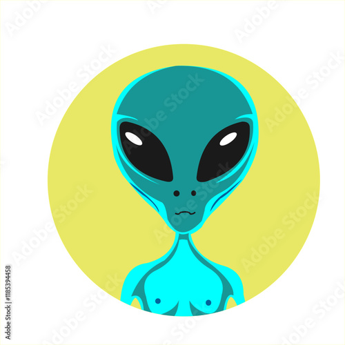 light blue simple alien vector