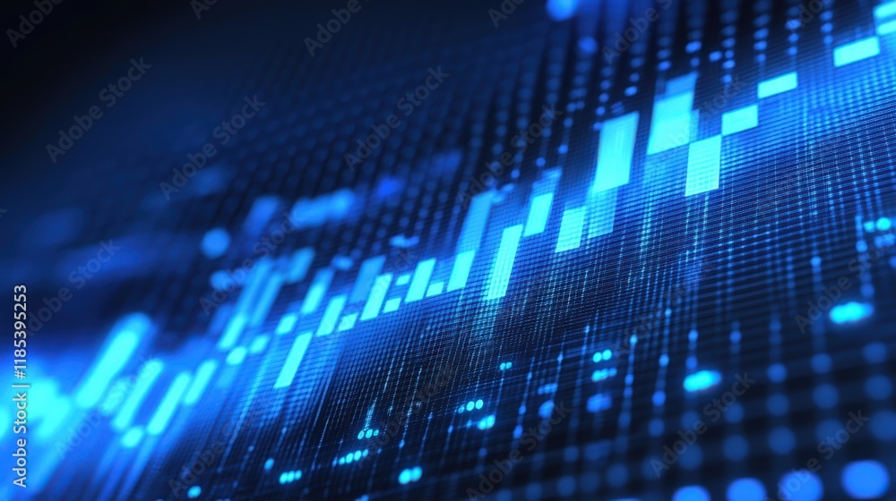 A detailed close-up view featuring a striking blue and black background adorned with a distinct line of evenly spaced dots. A detailed close-up view featuring a striking blue and black background adorned with a distinct line of evenly spaced dots.