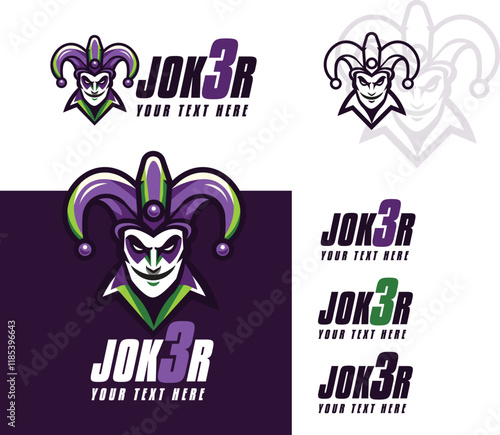 Joker smile vector illustration mascot. happy joker head cartoon. jester funny Character art