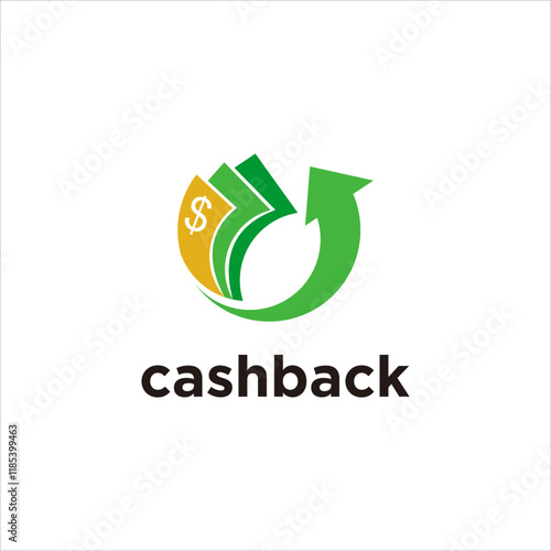 Cashback Logo Design with Dollar Sign and Finance Concept. Symbol for Retail, Investment, Banking, and Payment Systems. Green Currency Exchange and Financial Guarantee Icon