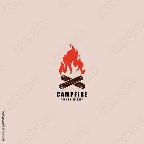 Campfire logo design with firewood