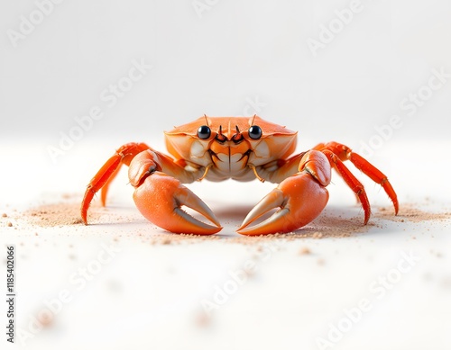 Vibrant Orange Crab: A Minimalist Beach Scene photo