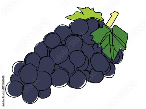 Grapes in a continuous line style that can be edited later.