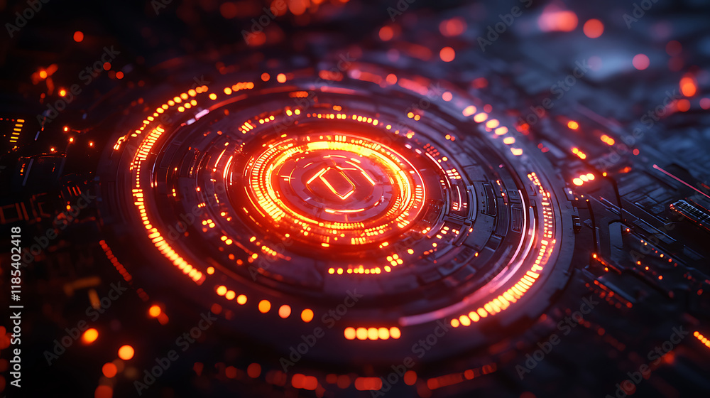 Glowing Shield in a Digital Security-Themed Background Glowing Shield in a Digital Security-Themed Background