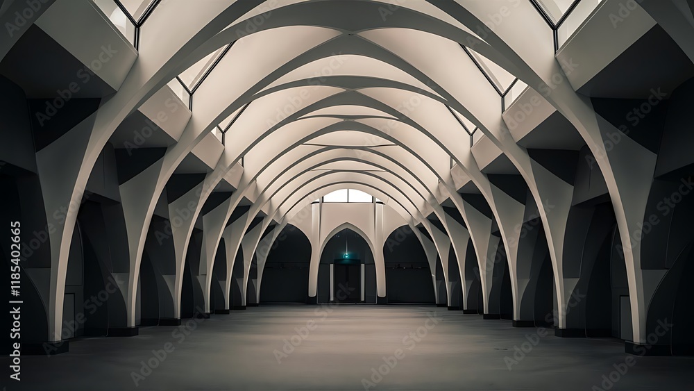 Obraz premium Empty architecture background geometric arched interior
