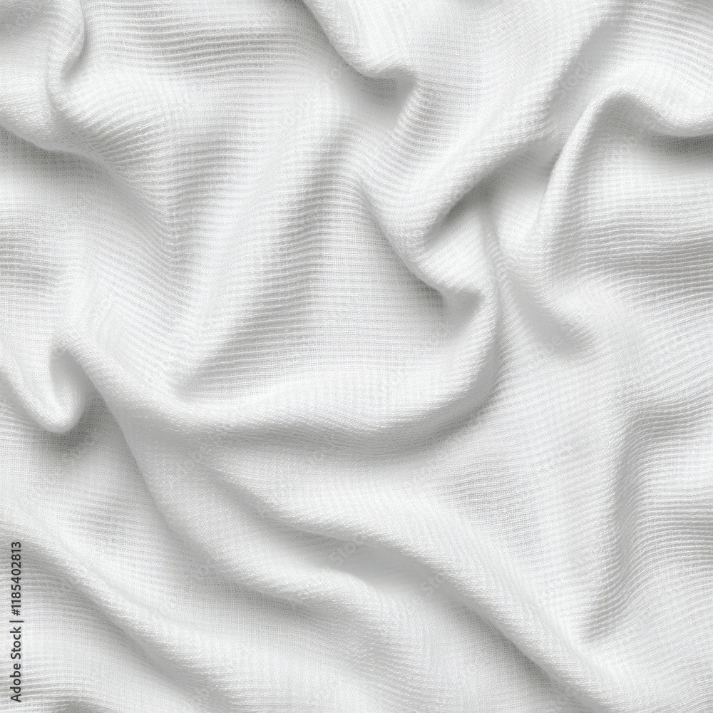 Obraz premium Smooth white textile fabric with subtle texture folds for background design