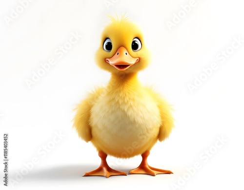 Adorable Fluffy Duckling: A Cheerful 3D Render photo