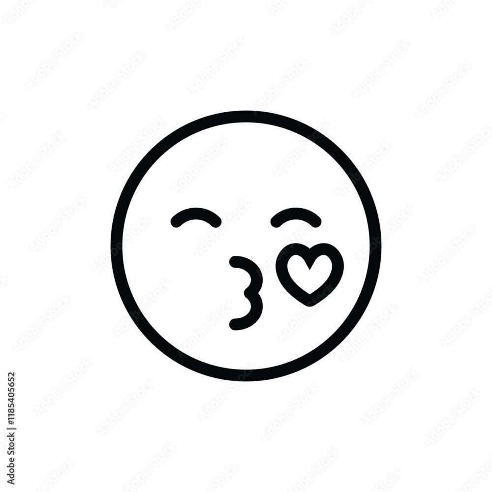 love kissing face with closed eyes emoji emoticon falling in love expression outline vector love kissing face with closed eyes emoji emoticon falling in love expression outline vector