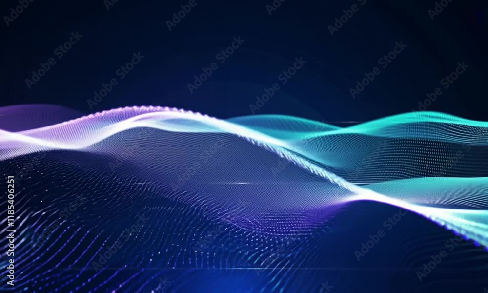 Abstract digital wave with glowing particles, creating a futuristic and dynamic visual effect in a deep blue background. Abstract digital wave with glowing particles, creating a futuristic and dynamic visual effect in a deep blue background.