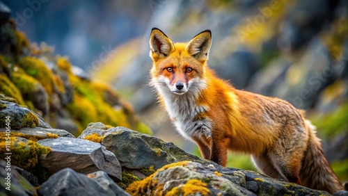 Stealthy Culpeo Fox in Natural Habitat,  Wildlife Photography, South American Fox, Andean Fox, Red Fox photo