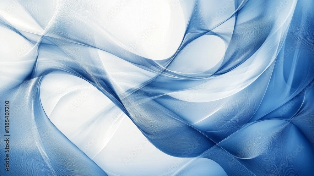 Fototapeta premium Abstract light blue composition with flowing shapes.