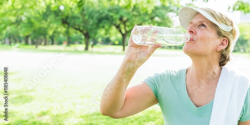 Valokuva Woman drinking water outdoors, staying hydrated
