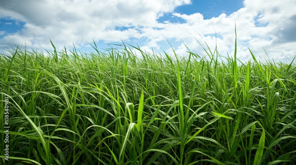 Obraz premium Tall Grass Field Under Blue Sky - Peaceful Nature Scene
