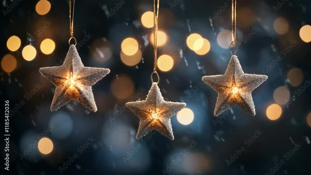 Winter star hanging decoration scene, seamless looping motion for background video animation. Winter star hanging decoration scene, seamless looping motion for background video animation.