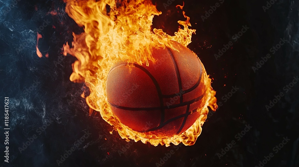 Fiery Basketball: A Dramatic Blaze of Motion and Energy Fiery Basketball: A Dramatic Blaze of Motion and Energy