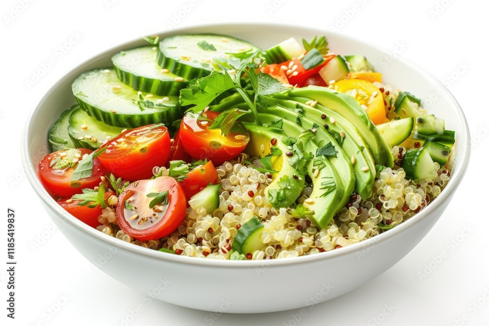 Vibrant Image of Hearty Quinoa Salad Bowl with Avocado and Cherry Tomatoes Vibrant Image of Hearty Quinoa Salad Bowl with Avocado and Cherry Tomatoes
