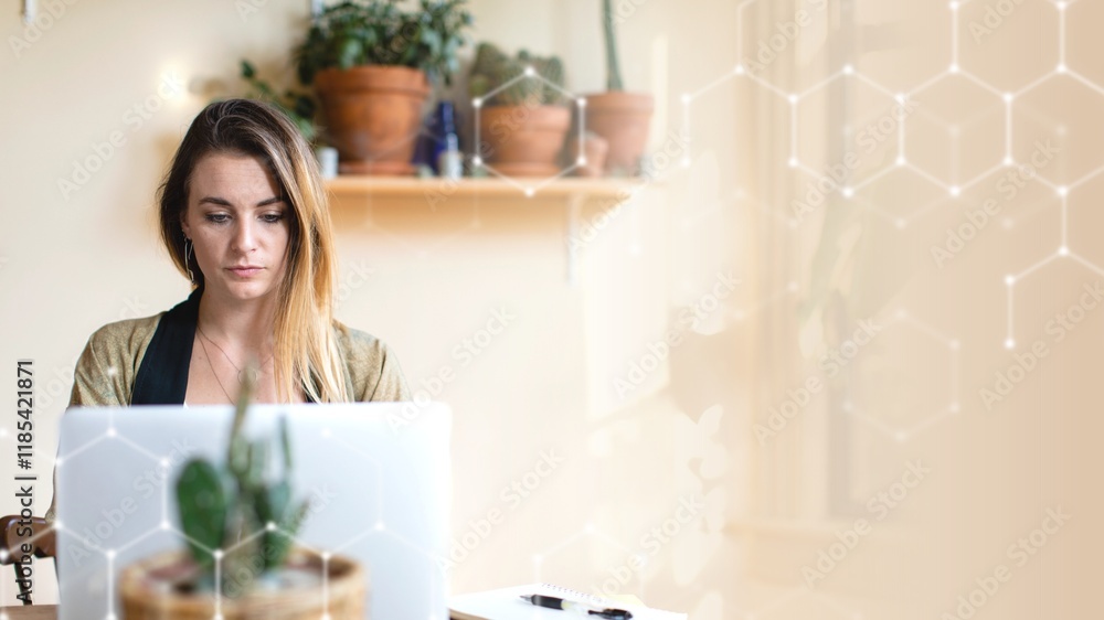 Relaxed woman working from home on her laptop Relaxed woman working from home on her laptop