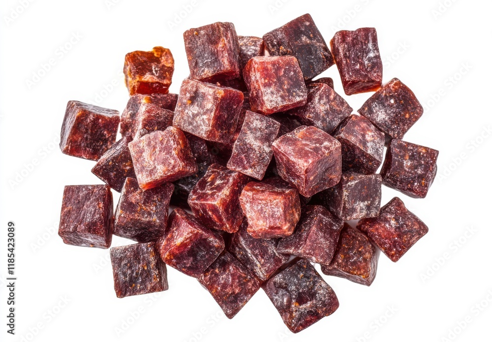 Colorful and Textured Red Candy Cubes Piled Together on a White Background, Perfect for Sweet Treats or Decorative Displays in Food Photography Colorful and Textured Red Candy Cubes Piled Together on a White Background, Perfect for Sweet Treats or Decorative Displays in Food Photography