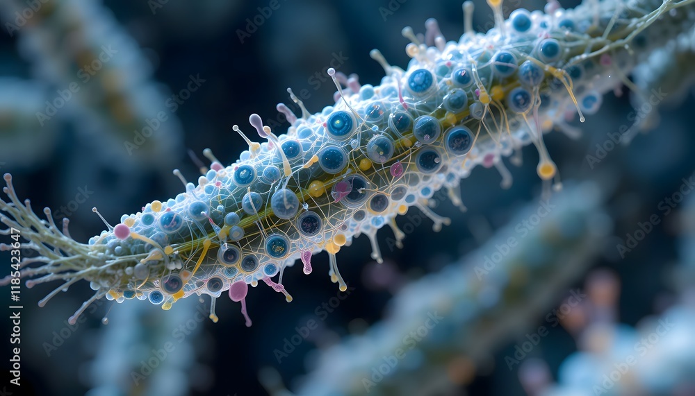 Naklejka premium Colorful microscopic organism showing detailed molecular and biological structures