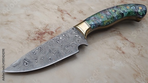 Damascus Steel Knife: Hand Forged Blade with Unique Handle photo