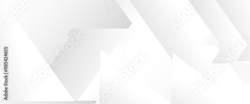 White abstract geometric background with soft light paper stripes as mosaic formless volumetric pattern.