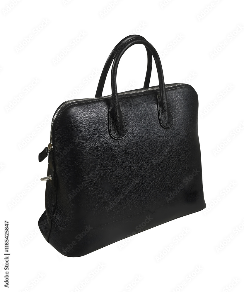 Naklejka premium women's classic handbag, fashion bag transparent background, fashion purse handbag , Fashionable stylish Shoulder Bag mockup, black leather woman's bag