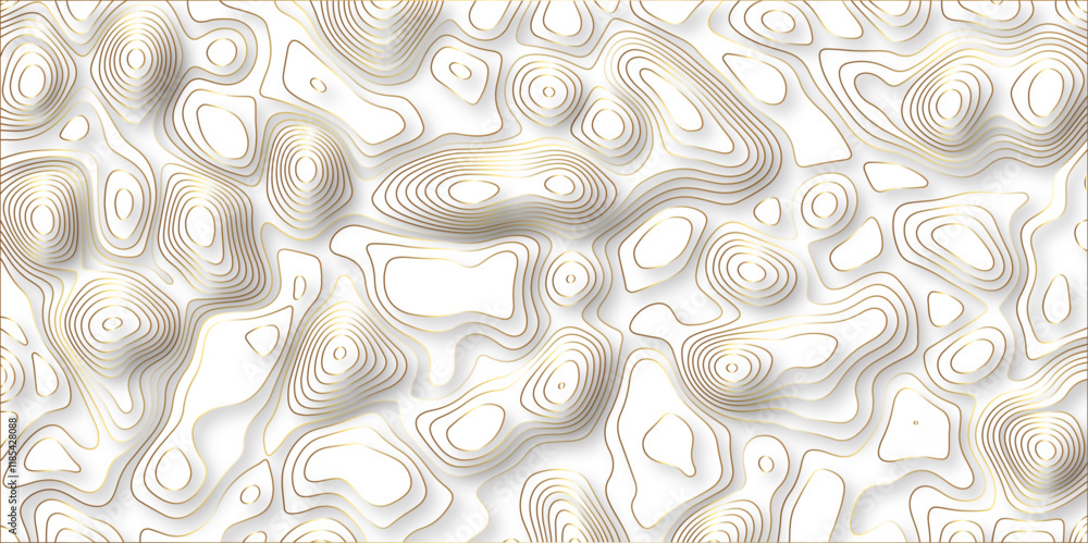 Naklejka premium paper cut 3d render topography abstract, beautiful white Background. geometric map relief texture with curved layers and shadow. Realistic papercut decoration textured with wavy vector design.