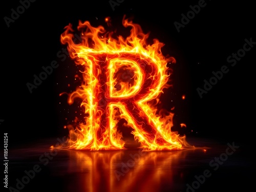Fiery Letter R: A Dramatic, Intense Flame Composition