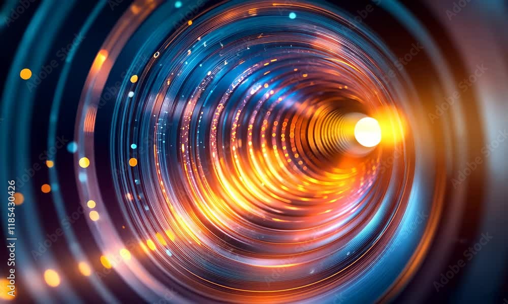 Futuristic glowing tunnel with vibrant lights in blue and orange Futuristic glowing tunnel with vibrant lights in blue and orange