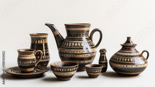 Coffee served in traditional ceramic vessels.