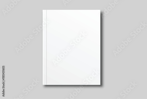 Vector realistic 3d magazine mockup with white blank cover isolated on background. For the business presentation magazine, notebook, booklet, brochure, catalogue or a publisher advertising corporate
