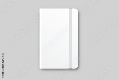 Vector realistic 3d hardcover notebook and bookmark with white blank paper isolated on background. For the business presentation journal, notepad, booklet, catalogue, publisher, advertising corporate
