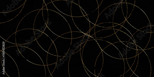 modern minimalist art chaotic scribble golden lines with shadow. Seamless luxury geometric premium golden random line transparent bluck background. geometric design created using digital net web line.