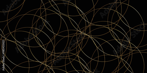 modern minimalist art chaotic scribble golden lines with shadow. Seamless luxury geometric premium golden random line transparent bluck background. geometric design created using digital net web line.