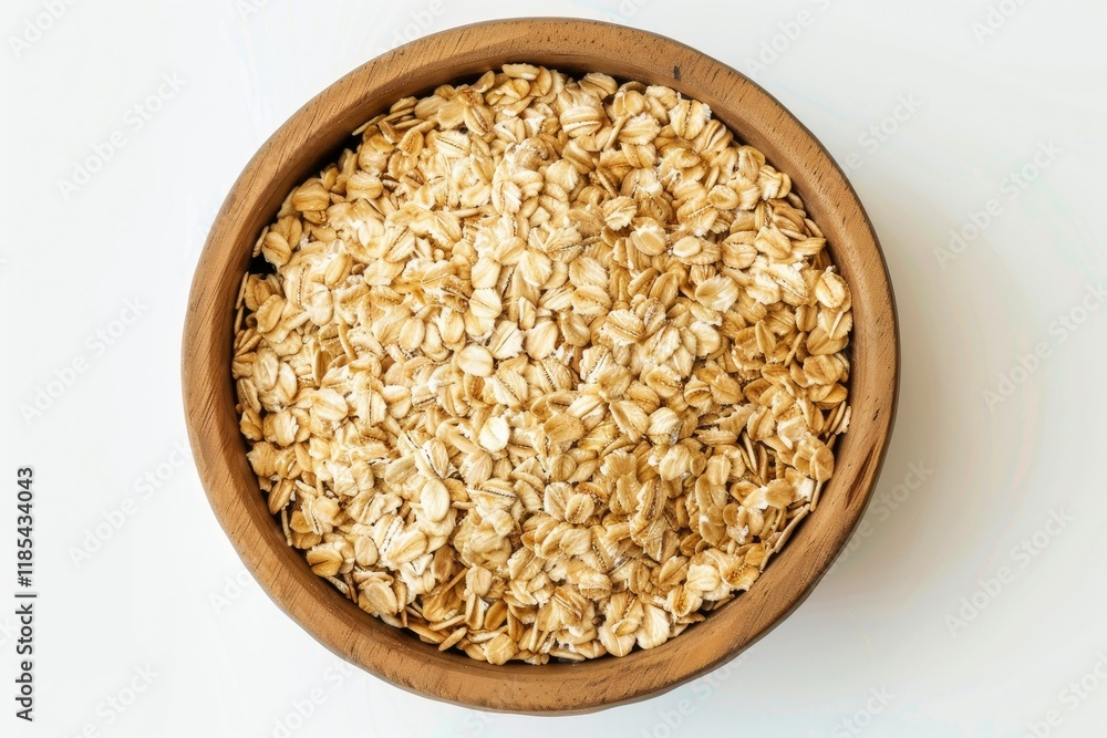 Ultra Hd Visual of Oats in a Round Bowl, Isolated on White Ultra Hd Visual of Oats in a Round Bowl, Isolated on White