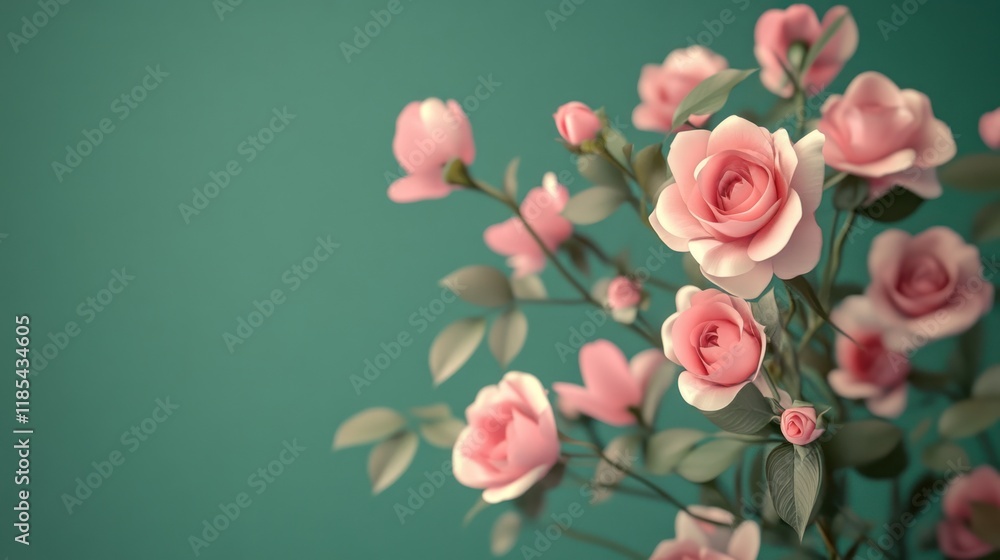Fototapeta premium Digital blooming flowers for green screen projects.