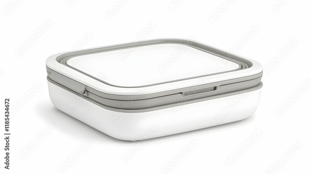 White collapsible lunchbox on white background, ideal for healthy meal prep, showcasing easy storage and portability. White collapsible lunchbox on white background, ideal for healthy meal prep, showcasing easy storage and portability.