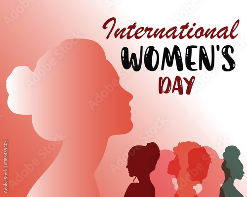 International Women's day - Women's day card - Womens day Silhouette - editable womans day illustration - Women day celebration - feminist - feminine - Women of different ethnicities together