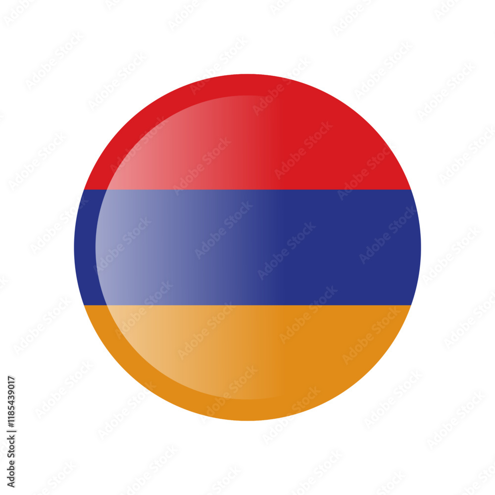 The flag of Armenia. Circle icon flag. Button flag icon. Standard color. 3d illustration. glossy circle badge The flag of Armenia. Circle icon flag. Button flag icon. Standard color. 3d illustration. glossy circle badge