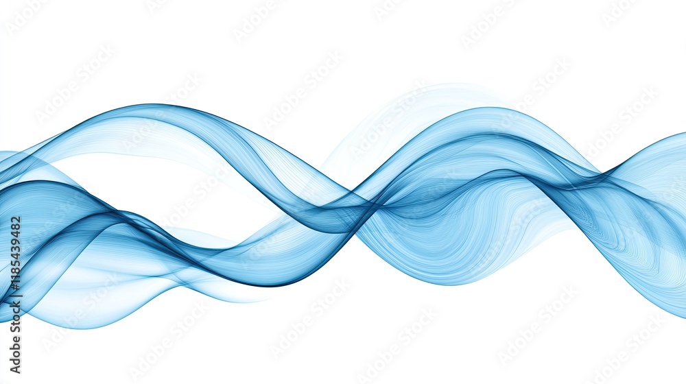 Fototapeta premium A modern digital greeting card design with smooth, flowing waves in gradient shades of blue, creating space in the center for text.
