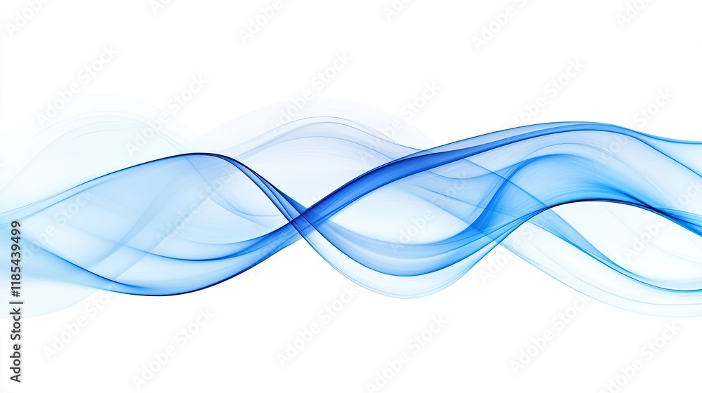 Fototapeta premium A modern digital greeting card design with smooth, flowing waves in gradient shades of blue, creating space in the center for text.