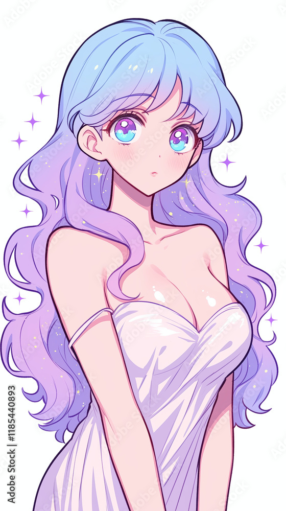 Enchanted Anime Girl in a Pastel Dream Dress Enchanted Anime Girl in a Pastel Dream Dress