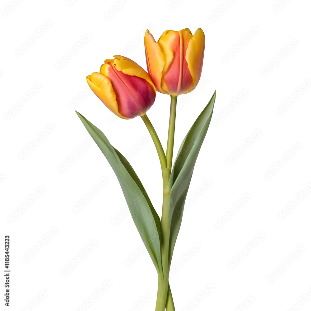 Two Tulips stacked on top of each other on a white background Two Tulips stacked on top of each other on a white background
