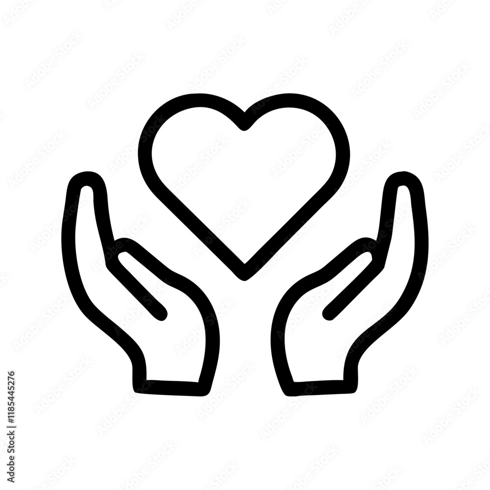 Heart in hand icons set Heart in hand icons set