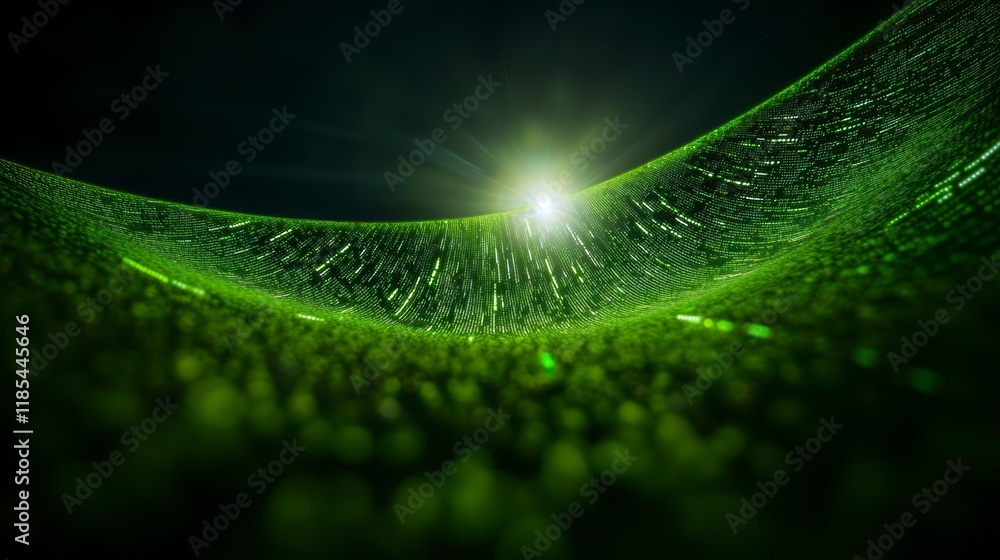 Obraz premium Futuristic Green Data Stream Abstract Technology Background