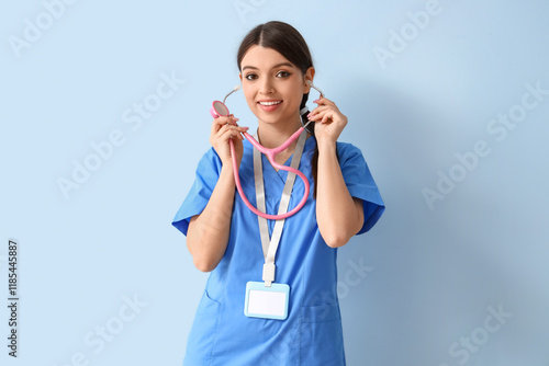 Female medical intern with ...