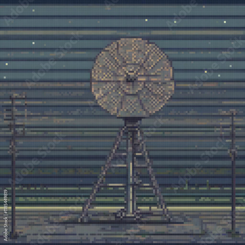 Stellar satellite dish setup with pixel art, perfect for space enthusiasts.