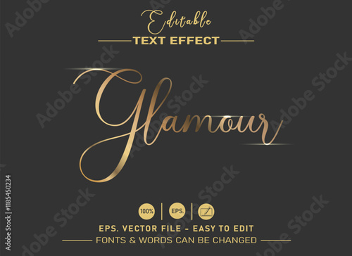 Gold style glamorous text, luxurious editable text effect