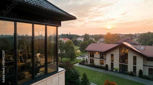 Wallpaper Mural Modern Office Building Sunset View  Suburban Business District Landscape Torontodigital.ca