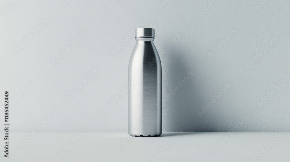 Sleek water bottle for hydration theme on solid white background Sleek water bottle for hydration theme on solid white background